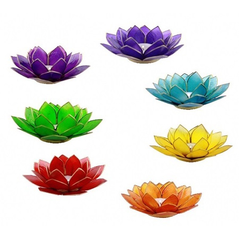 Teelichthalter Chakra Lotus - Set | mit Capiz-Muscheln