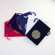 Velourbeutel Blume des Lebens in 5 Farben