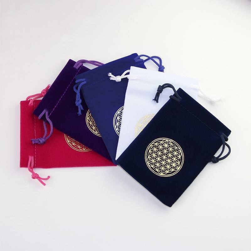 Velourbeutel Blume des Lebens in 5 Farben