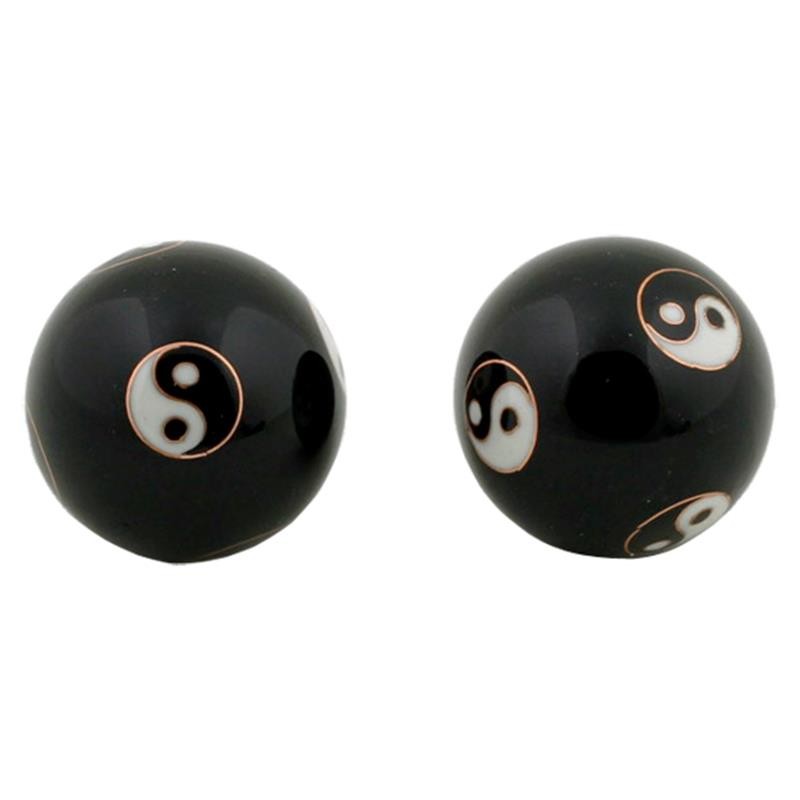 Qi Gong Kugeln - 40mm YingYang schwarz