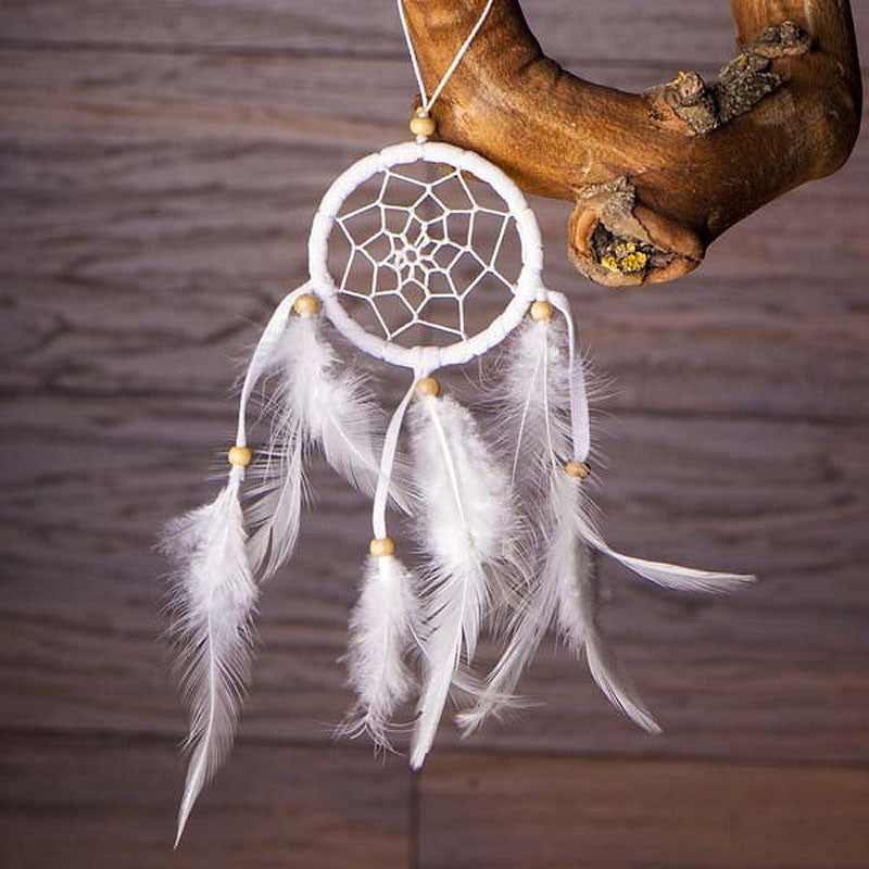 Traumfänger - weisse Federn