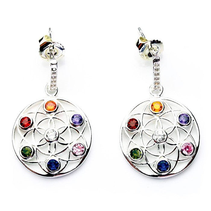 Ohrstecker Blume des Lebens Silber Chakra