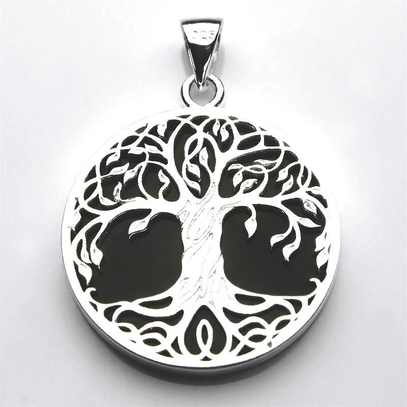 Lebensbaum Anhänger auf Onyx | 925 Silber