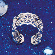 SILBER RING BLUME DES LEBENS FLACH