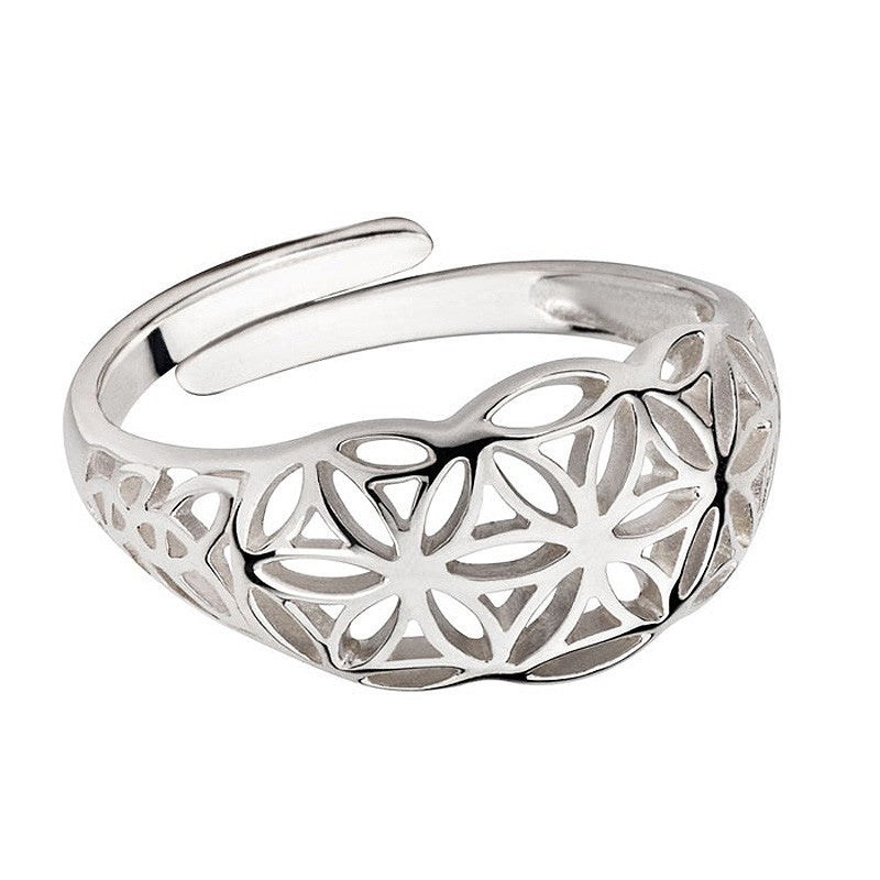 Collection inner Light - Blume des Lebens Ring - Silber gewölbt