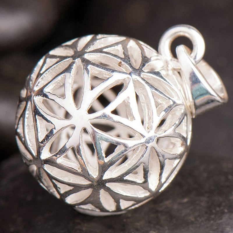 Anhänger-Kugel Blume des Lebens - Silber 17mm