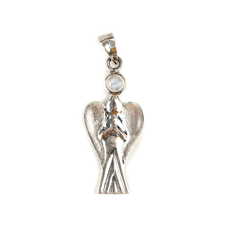 Anhänger - Schutzengel mit Mondstein 27mm | 925 Sterling Silber