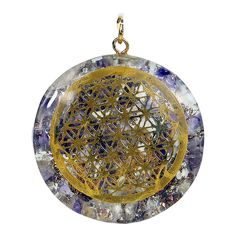 Orgon Anhänger - Blume des Lebens - Amethyst Bergkristall