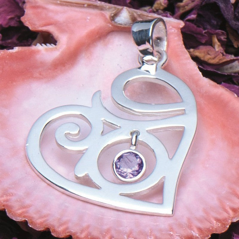 Anhänger Herz - mit Amethyst | 925 Sterling Silber
