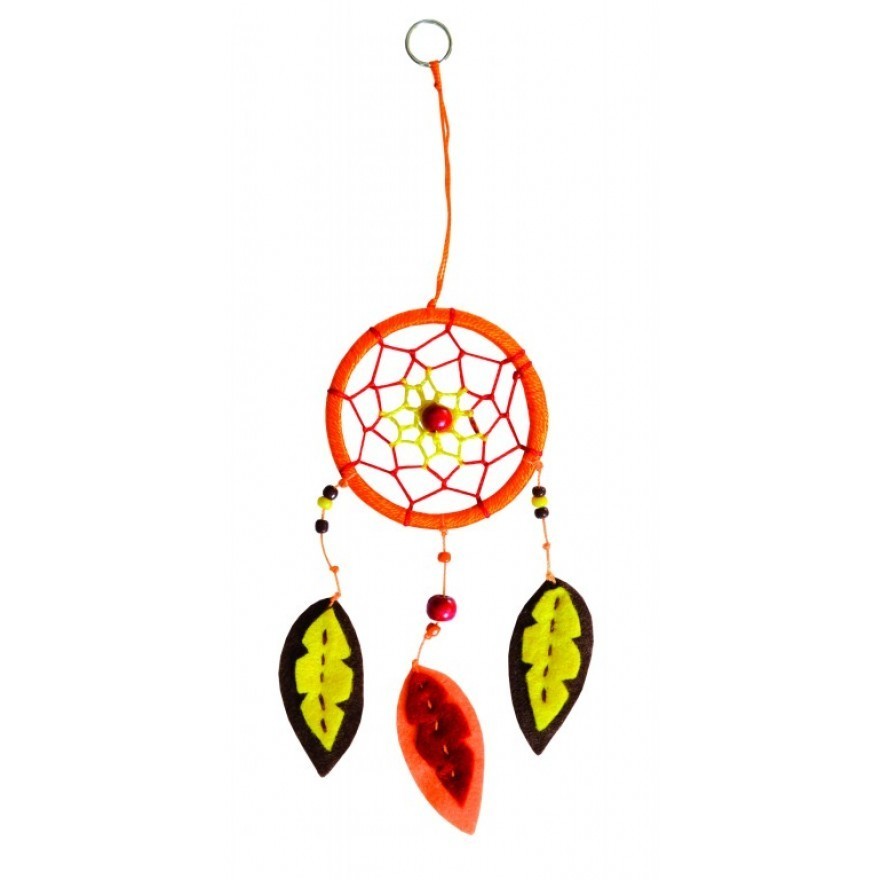 Traumfänger mit Filzfedern orange