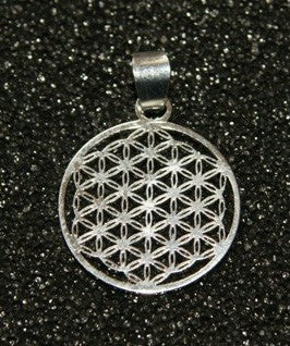 Edelstahl Anhänger versilbert - Lebensblume