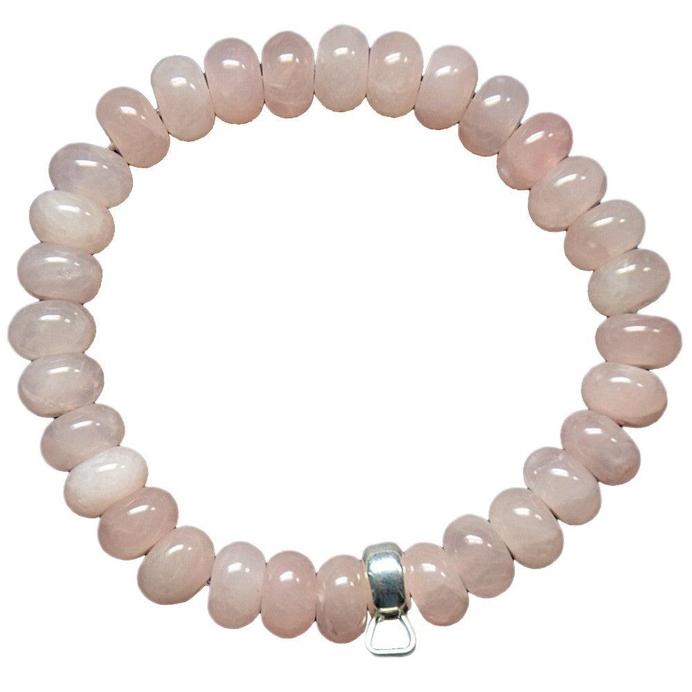 Rosenquarz Armband mit Charmhalter