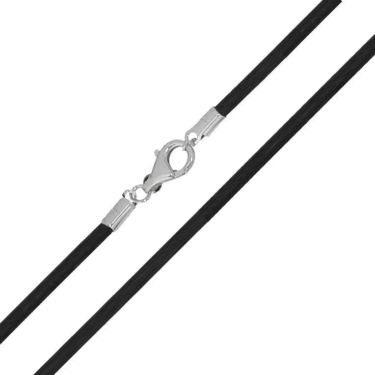 Kautschukband - schwarz 2mm | Karabinerverschluss 925 Silber