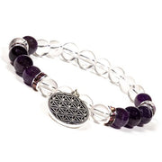 Armband Bergkristall Amethyst mit Lebensblume