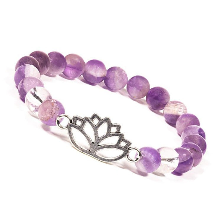 Armband Chevron-Amethyst Bergkristall mit Lotus