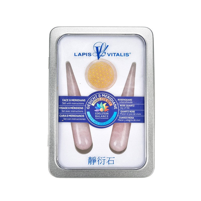 Meridian Massagegriffel - Rosenquarz - Set