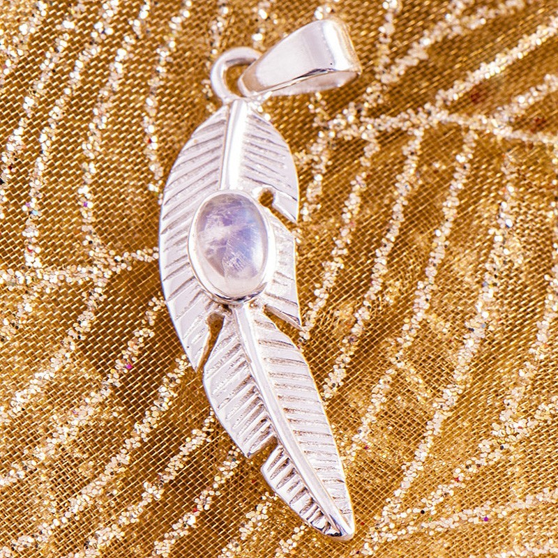 Engel Anhänger - Feder mit Labradorit | 925 Sterling Silber