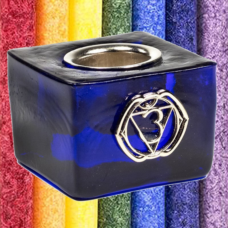 Kerzenhalter Chakra Kubus - Stirnchakra | für Stabkerzen