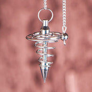 Pendel Spirale - versilbert | mit Messingkette und Kugel