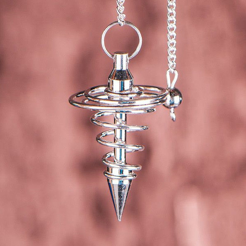 Pendel Spirale - versilbert | mit Messingkette und Kugel