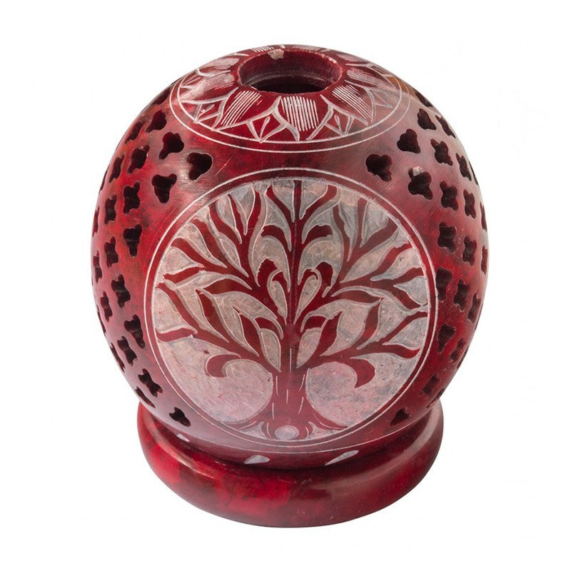 Teelicht Kugel - Baum des Lebens | Speckstein im orientalischen Stil