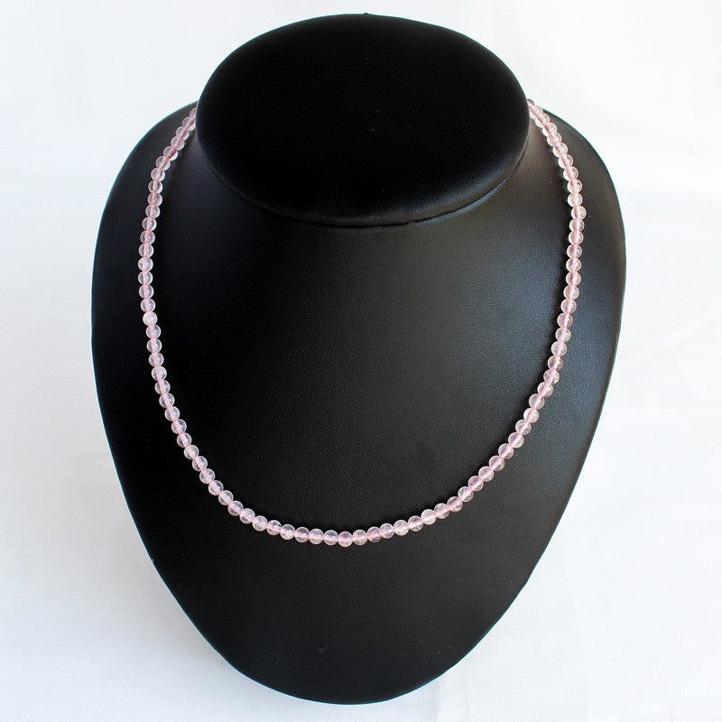 Halskette Rosenquarz Kugeln 4mm