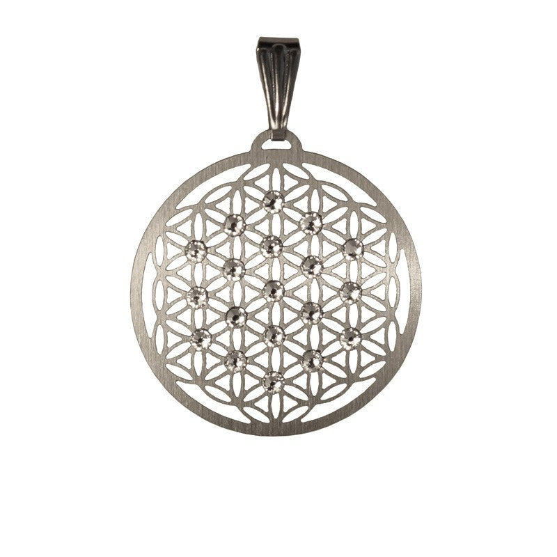 Edelstahl Anhänger 25mm Lebensblume Swarovski