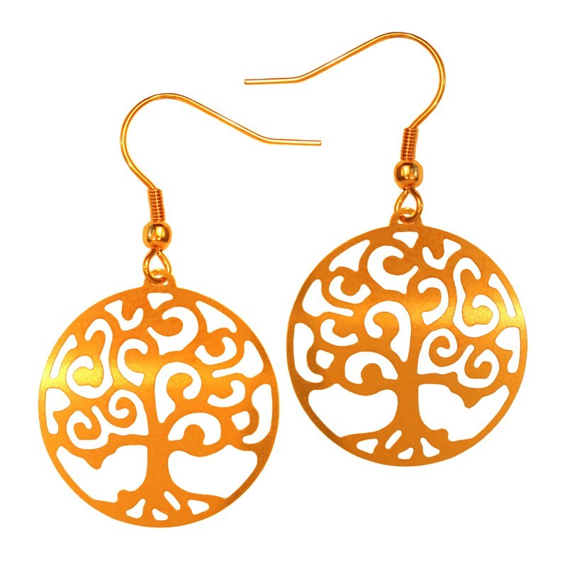 Ohrhänger Lebensbaum - Edelstahl vergoldet 25mm