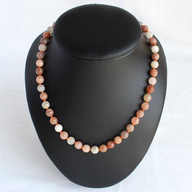 Halskette Mondstein Kugeln 6mm