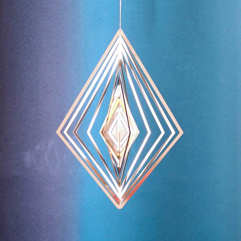 Windspiel Edelstahl - Spirale Raute | Hochglanz poliert