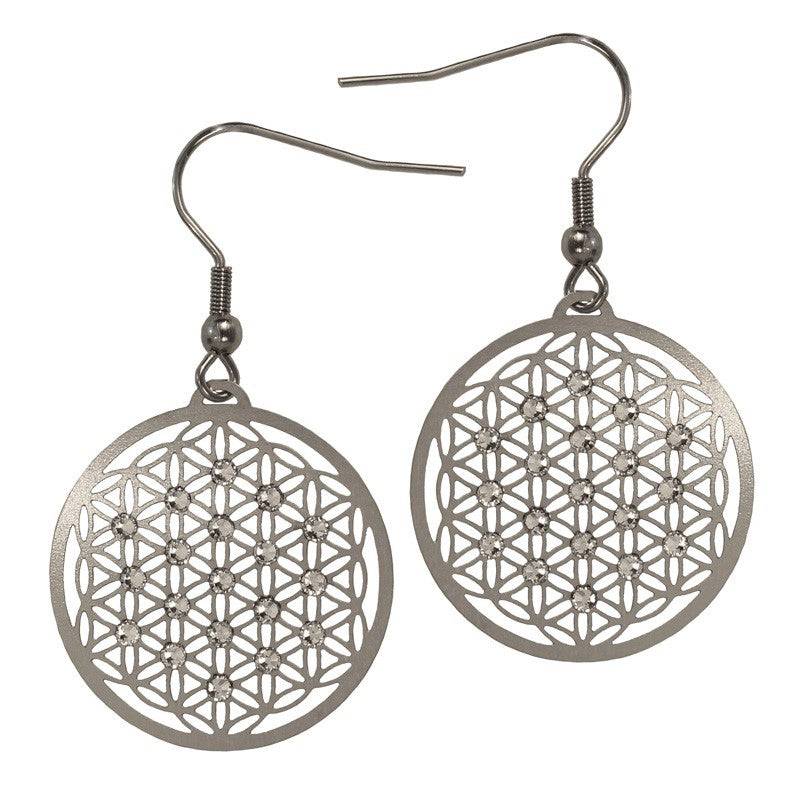 Edelstahl Ohrhänger 25mm Lebensblume Swarovski