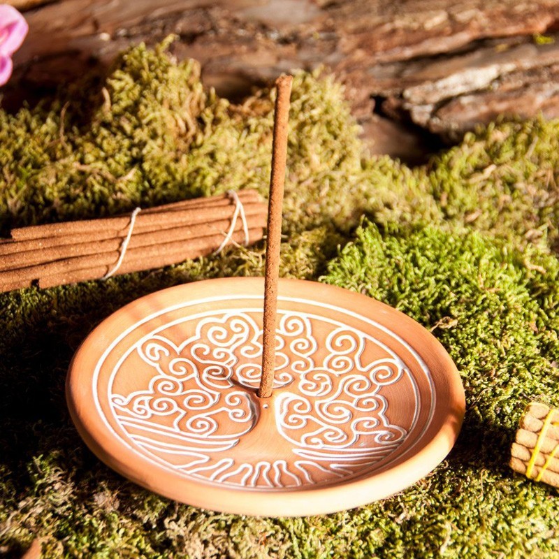 Räucherstäbchenhalter - Keramik Yggdrasil braun