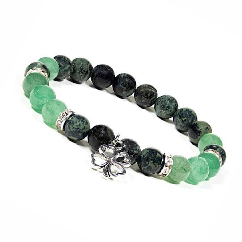 Armband Kambada Jaspis Aventurin mit Kleeblatt