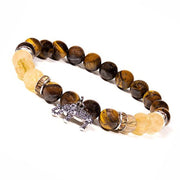 Armband Tigerauge Rutilquarz mit Elefant