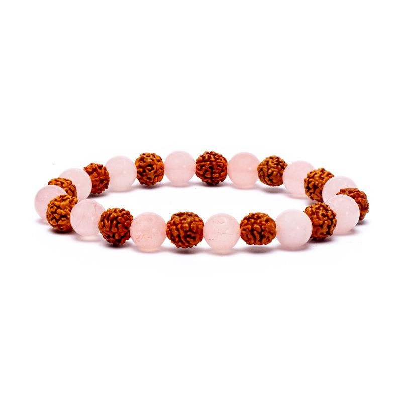 Armband Rudraksha - Rosenquarz