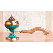 Selena mit Steinchen und Holzgriff Räuchergefäss