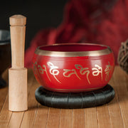 Klangschalen-Set Lotus rot