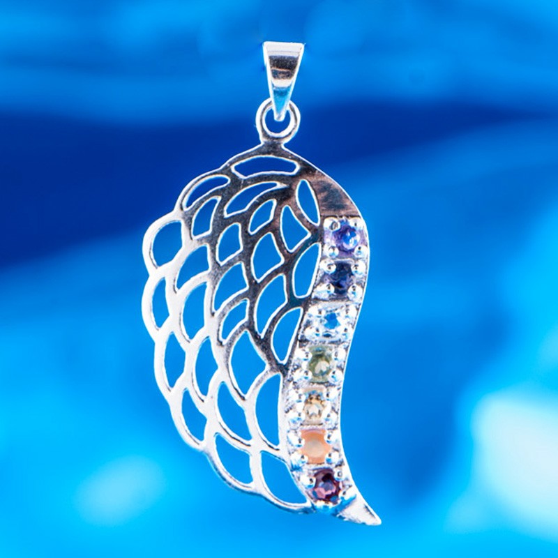 Anhänger - Engelsflügel Chakra | 925 Sterling Silber und Edelsteinen
