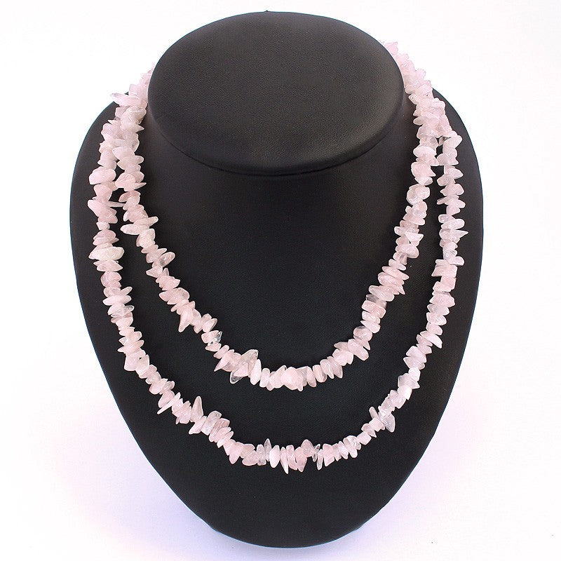 Splitterkette Rosenquarz 85cm