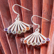 Chakra Fächer Ohrhänger mit echten Edelsteinen