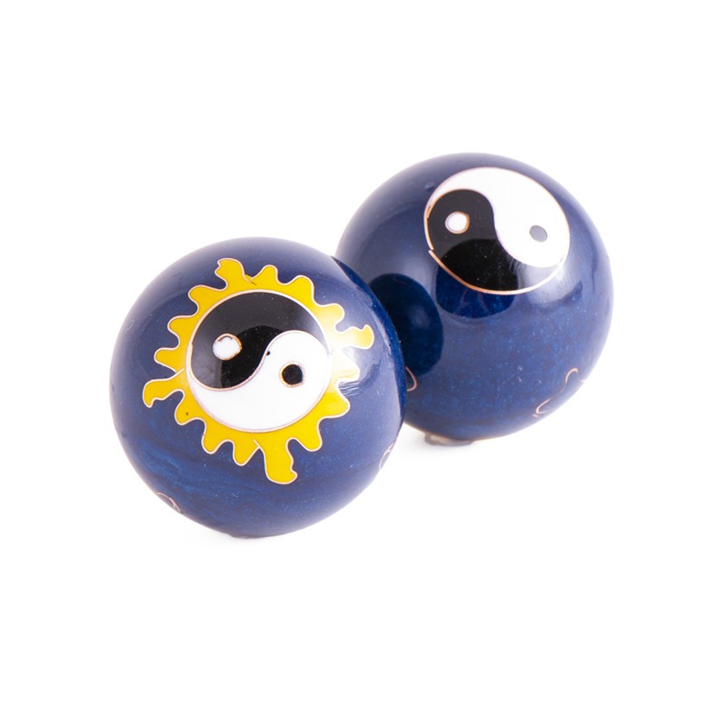 Qi Gong Kugeln 40mm Sonne und Mond blau