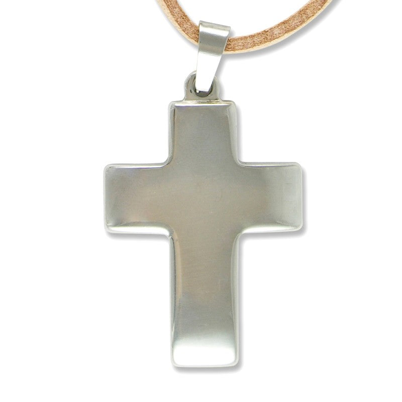 Halskette Kreuz Edelstahl mit abgerundeten Kanten