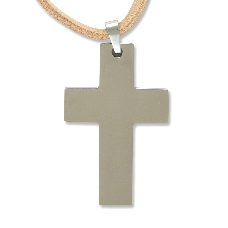 Halskette Kreuz Edelstahl mit eckiggen Kanten