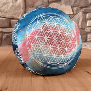 Meditations-Kissen – Blume des Lebens - indigo-peach | Spirit of Om