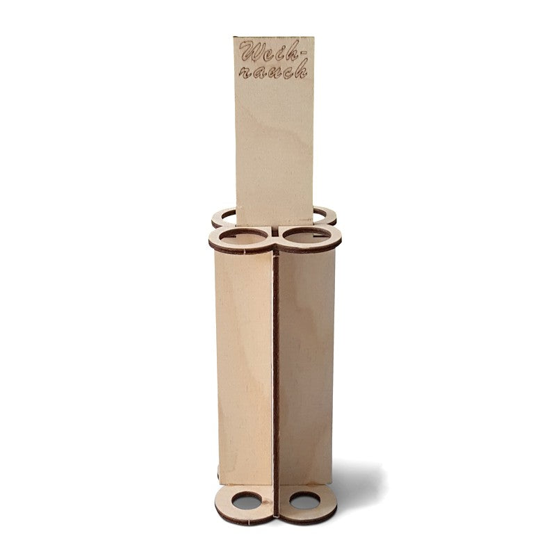 Holzdisplay für vier Glasröhrchen