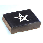 Rechteckige Speckstein Dose mit Pentagramm 10x15cm