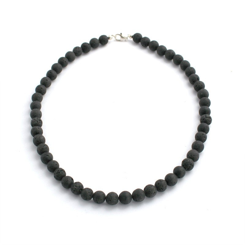 Halskette Lavastein Kugeln 8mm
