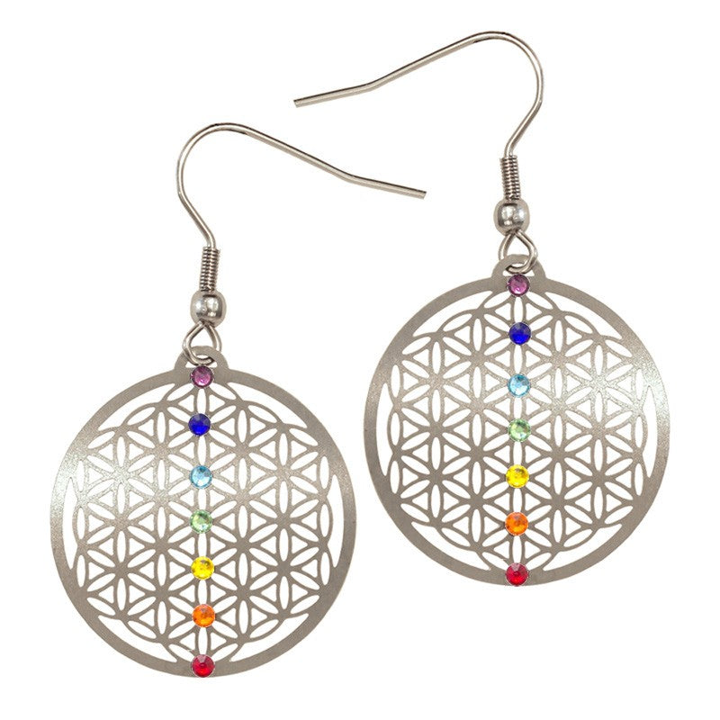 Edelstahl Ohrhänger 25mm Lebensblume Swarovski