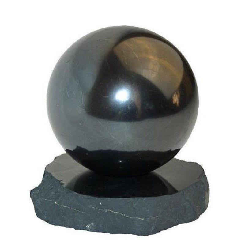 Edelstein-Kugel Schungit 10cm mit Untersetzer
