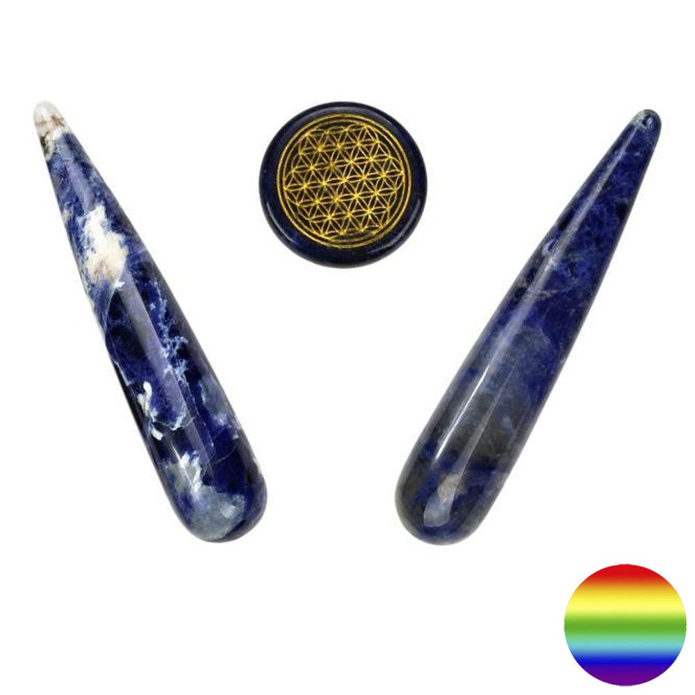 Edelstein-Balance® Meridian Massagegriffel - Sodalith - Set